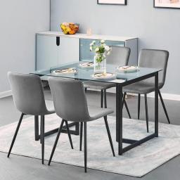 Dining Chair Set Of 4, Pre-assembled Velvet Chair Set With Metal Leg Upholstery, Modern For Dining Room, Kitchen (grey)
