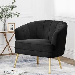 Andeworld Velvet Accent Chair With Ottoman, Upholstered Modern Single Sofa Side Chair,Comfy Barrel Club Living Room Armchair W