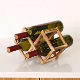 Collapsible Wooden Wine Racks Bottle Cabinet Stand Holders Wood Shelf Organizer Storage For Retro Display Cabinet