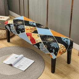 Stretch Printed Bench Cover Spandex Elastic Long Stool Cover Seat Cover For Home Dining Living Room Bedroom Piano Room