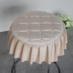 European Style Lace Trim Floral Round Stool Cover Chair Seat Cushion Pad Makeup Bench Decor Home Dining Chair Slipcover