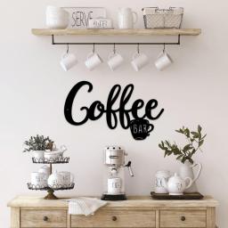 Metal Coffee Sign Tea Cup Bar Sign Hanging Wall Art Decor Coffee Word Letter Sign For Cafe Farmhouse Kitchen Wall Decor