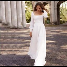 Evening Dress French Satin Photography Wedding Dress Spring Simple Long-sleeved Travel Photo Bride Wedding White Dress