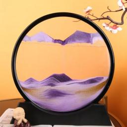 Creative 3D Moving Sand Art Picture Quicksand Round Glass Deep Sea Sandscape Hourglass Flowing Sand Painting Home Decor Gifts