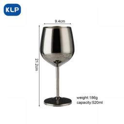 KLP Nordic 304 Stainless Steel Cocktail Glass Red Wine Glass Metal Tall Champagne Glass Creative KTV Bar Wine Utensi