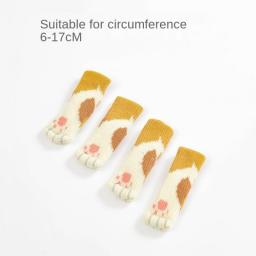 4PCS/lot Chair Foot Cover Protective Cat Claw Knitted Socks Mute Wear-resistant Non-slip Table Leg Floor Protection Mat 6-17cm
