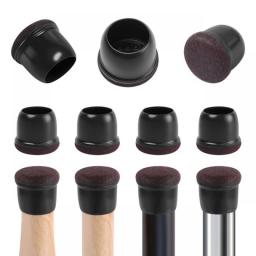 8PCS Chair Leg Floor Protectors With Thick Wrap Felt Pads Silicone Furniture Leg Covers Black Table Feet Cups To Protect Floors
