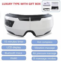 Eye Massager Vibration Air Pressure Heating Massage Relax Fatigue Stress Bluetooth Music