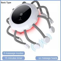 Electric Scalp Massager Head Massager Red Light Therapy Vibrator Octopus Head Scratcher For Relaxation Stress Migraine Recharge