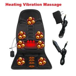 Car Home Office Full-Body Massage Cushion Heat 7 Motors Vibrate Mattress Back Neck Mat Chair Massage Relaxation Seat 12V