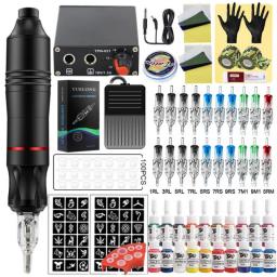 Complete Cartridge Tattoo Pen Machine Kit With Tattoo Power Supply Pedal And Cartridge Needle For Tattoo Artist Set