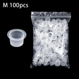 100pcs S/M/L Disposable Tattoo Ink Cups Plastic Pigment Clear Holder Container Caps Tattoo Permanent Makeup Microblading Supply