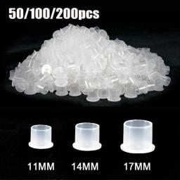 100pcs Plastic Disposable Tattoo Ink Cups With Base Pigment Clear Holder Container Cap Tattoo Accessory Permanent Makeup