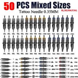 50PCS Mixed Cartridge Original Cartridge Tattoo Needles RL RS RM M1 F Disposable Sterilized Safety Tattoo Needles For Cartridge