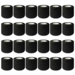 8/12/24Rollers Black 5*450cm Disposable Cohesive Tattoo Grip Tape Wrap Elastic Bandage Rolls For Tattoo Machine Grip Accessories