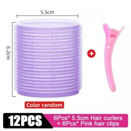 Jumbo Size Self-Grip Hook Hair Rollers Set 12/24pcs Natural Curlers Heatless Self-adhesive Curling Hairdressing Styling Tools