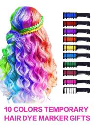 10 Color Hair Chalk For Girls Makeup Kit - New Hair Chalk Comb Temporary Washable Hair Color Dye For Kids - Children's Day