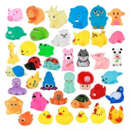 10Pcs/Set Cute Baby Bath Toys Wash Play Animals Soft Rubber Float Sqeeze Sound Toys For Baby GYH