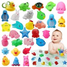 10Pcs/set Baby Cute Animals Bath Toy Swimming Water Toys Soft Rubber Float Squeeze Sound Kids Wash Play Funny Toys Gifts