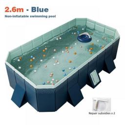 2.1m/2.6m/3.0m Thickened Wear-Resistant Inflatable Swimming Pool Outdoor Non-Inflatable Folding Paddling Pool Summer Water Game
