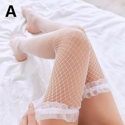 1 Pair Sexy Lace Stockings Women Long Stockings Mesh Over Knee Thigh High Hold-ups Stocking Floral Fishnet Apparel Hosiery