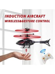 2 Channel Gesture Control Suspension Helicopter RC Remote Induction Aircraft With Charging LED Light Kids Toy For Boys