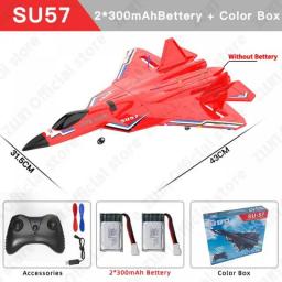 RC Plane SU57 2.4G With LED Lights Aircraft Remote Control Flying Model Glider EPP Foam Toys Airplane For Children Gifts