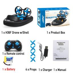 JJRC Mini Drone Toys 3 In 1 Sea Land Air Flight 2.4G 6-Axis Quadcopter Boat Altitude Hold Headless Mode RC Helicopter For Kid