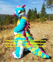 Long Fur Dragon Fursuit Furry Mascot Costume Adult Cartoon Character Outfit Festival Celebration Ceremonial Event Zz7795