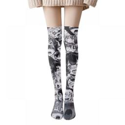 Anime Cosplay Printed Stockings Lolita Gothic Velvet Overknee Tights Socks Women Girls Socks Long Knee Stockings Sexy Costume