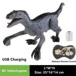 RC Dinosaurios De Juguete Blue Velociraptor Remote Control Dinosaur Toys For Boys Jurassic World Raptor Dinozaur Gifts For Kids