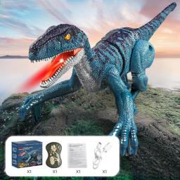 Remote Control Dinosaur Toys For Boys Girls Electronic RC Toys Robot Raptor Toy LED Light Walking Roaring Birthday Gift