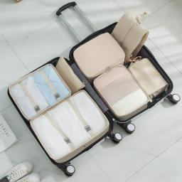 7-piece Set Travel Bag Organizer Clothes Luggage Travel Organizer Blanket Shoes Organizers Bag Suitcase Pouch Packing Cubes