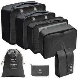 8/7pcs Travel Storage Bag Suitcase Storage Luggage Clothes Sorting Organizer Set Portable Wardrobe Luggage Clothes Shoe Pouch