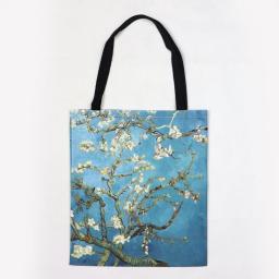 Van Gogh Series Canvas Bag Oil Painting Starry Night Sunflower Apricot Flower Coffee Holder Handbag Lightweight Shoulder Bag