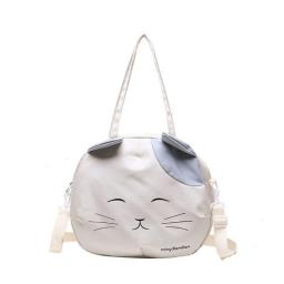 Canvas Nylon Prints Cat Messenger Shoulder Bag Girl Student College Style Cute Funny Large Capacity Shopping Bags Crossbody Bag