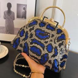 Designer Women Bling Party Handbags Evening Clutch Lady Sequins Shoulder Bags Banquet Blue Green Chain Messenger Bags Shell Clip