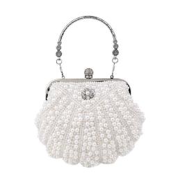 Shell Pearl Evening Bags Beading Metal Clutch Bags With Chain Prom Wedding Bridal Handbags Purse