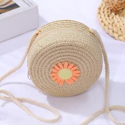 Fashion Shell Shape Straw Bag Kid Children Rattan Woven Handbag Handmade Straw Handbag Summer Beach Bag Shoulder Bags Coin Purse