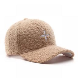D&T 2022 New Fashion Solid Color Warm Grain Velvet Adjustable Brand High-end Casual Simple Style Warm Cross Logo Baseball Cap