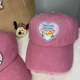 Cartoon Love Pink Baseball Cap Summer Fashion Embroidery Cat Cute Hat Women Wash Old Baseball Cap Sun Cap