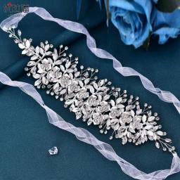 Elegant Wedding Dresses Belt Alloy Flower Crystal Belts For Bride Women Waistband Jewel Accessories Bridal Sashes