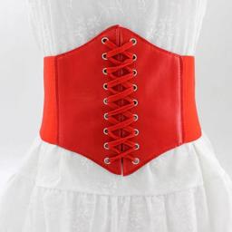 Punk Style Super Width Retro Palace Style Corset Strap Designer PU Leather Short Skirt Top 5 Colors Belt Rope Buckle Waistband