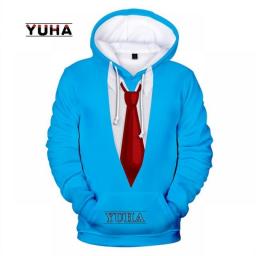 Tuxedo Bow Tie Print Loose Hooded Sweatshirt  Funny Fake Suit Fashion 3D Hoodies Cosplay Casual Pullovers Streetwear Fake Suit