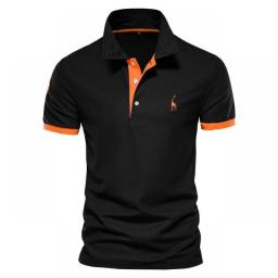AIOPESON Embroidery 35Percent Cotton Polo Shirts For Men Casual Solid Color Slim Fit Mens