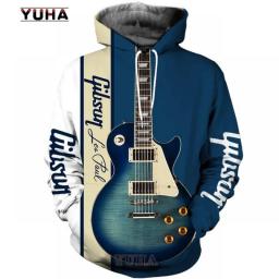Mens 3d Guitar Printed Fashion Hoodie Daily European Size Sweatshirt Musical Moletom Female Psychedelic Clothes Wholesaler