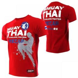 Men's Muay Thai T Shirt Running Fitness Sports Short Sleeve Outdoor Boxing Wrestling Tracksuits Summer Breathable Quick Dry Tees