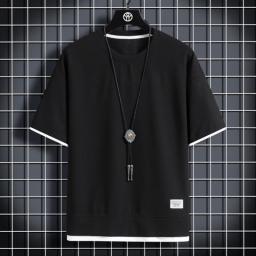 2023 Summer Solid T Shirts Harajuku Short Sleeve Streetwear Classical Tee Male Oversized O-Neck Tops Waffle Casual T-Shirts Top