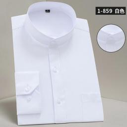 New Fashion Stand Collar Long Sleeve Slim Fit Soft Comfortable Social Dress Shirts Men Party Wedding Male Tuxedo White Shirts