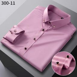 2022 New Men's Solid Color Casual Shirt Comfortable - Soft Business Fashion Mulberry Silk Fabric Long Sleeve Shirt Male